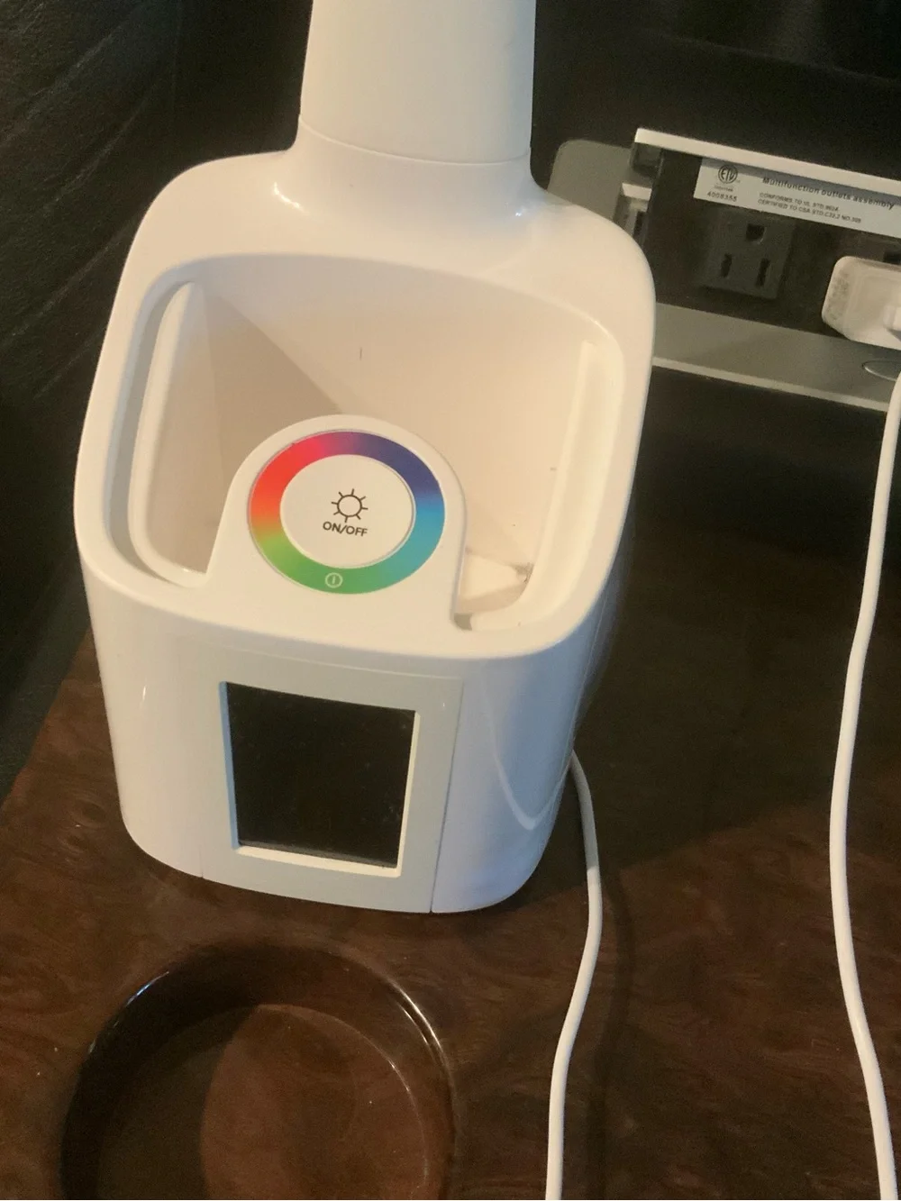 White LED Desk Lamp with Touch Color Ring and Organizer